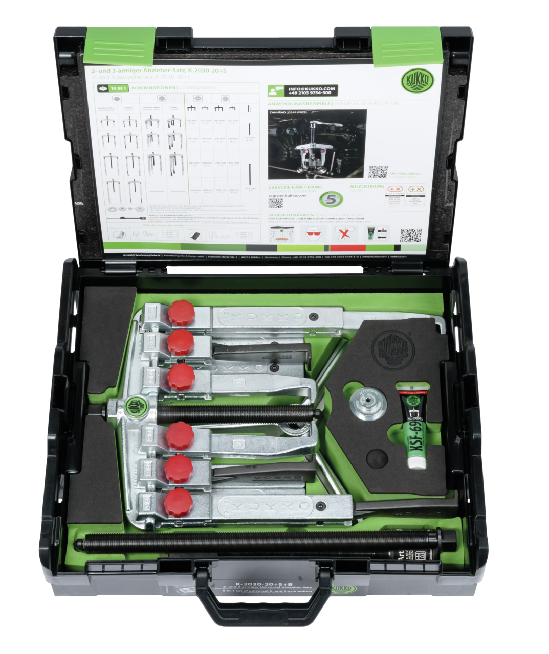 2-, 3-jaw universal puller set with two different puller jaw typ