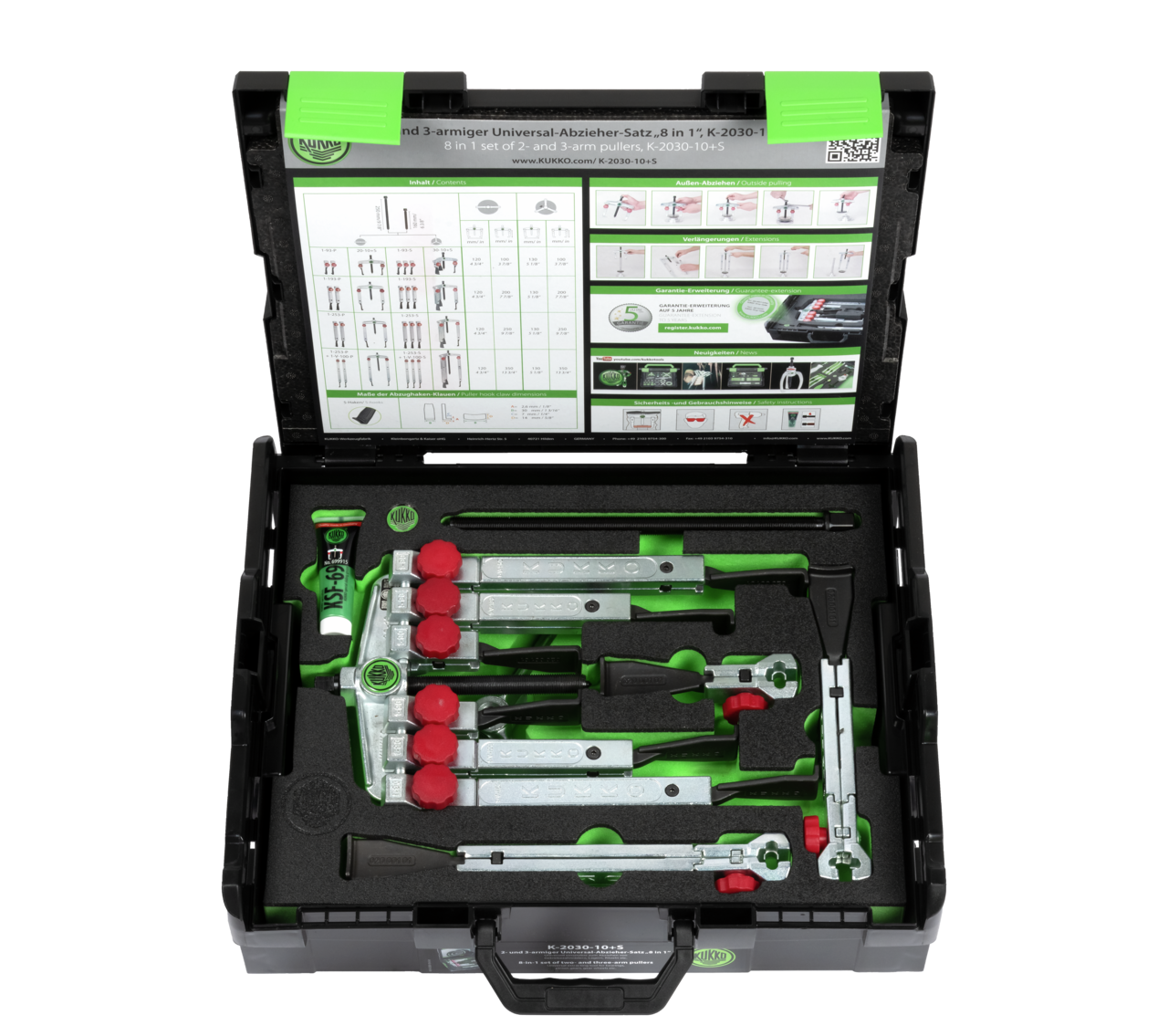 2-, 3-jaw universal puller set with narrow, quickly adjustable j