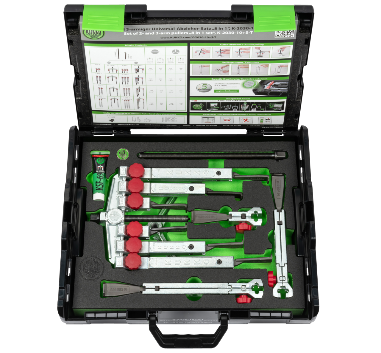 2-, 3-jaw universal puller set with extremely narrow, quick-adju