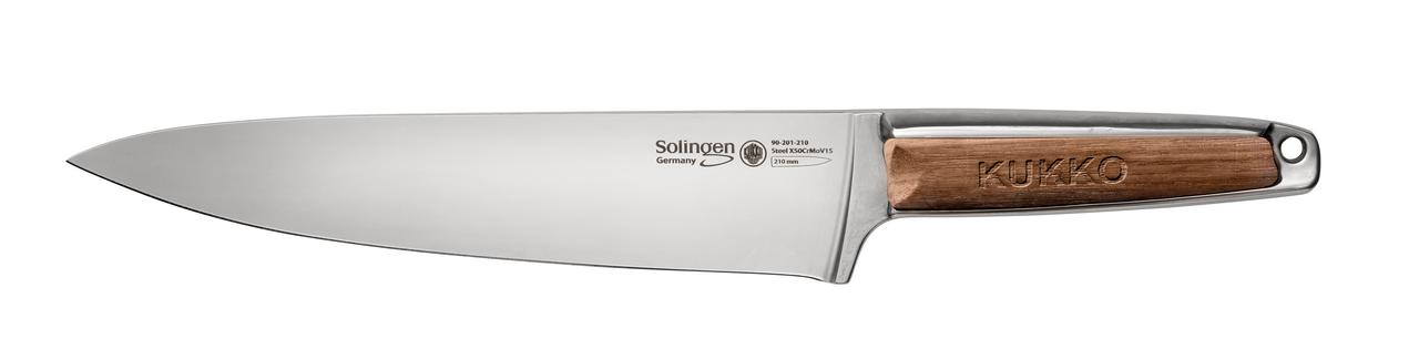 Chef's knife with walnut handle, 210 mm blade length, for Fruits