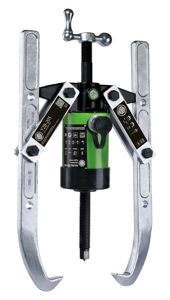 Hydraulic, 2-arm puller with adjustable clamping depth and hydra