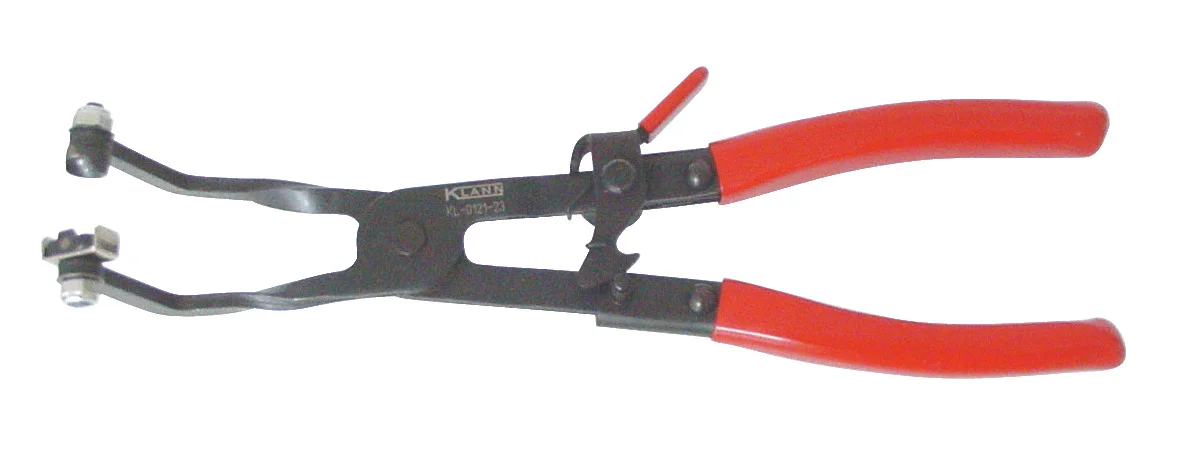 Hose Clip Pliers, with Ratchet Locking Mechanism, Angled 110?