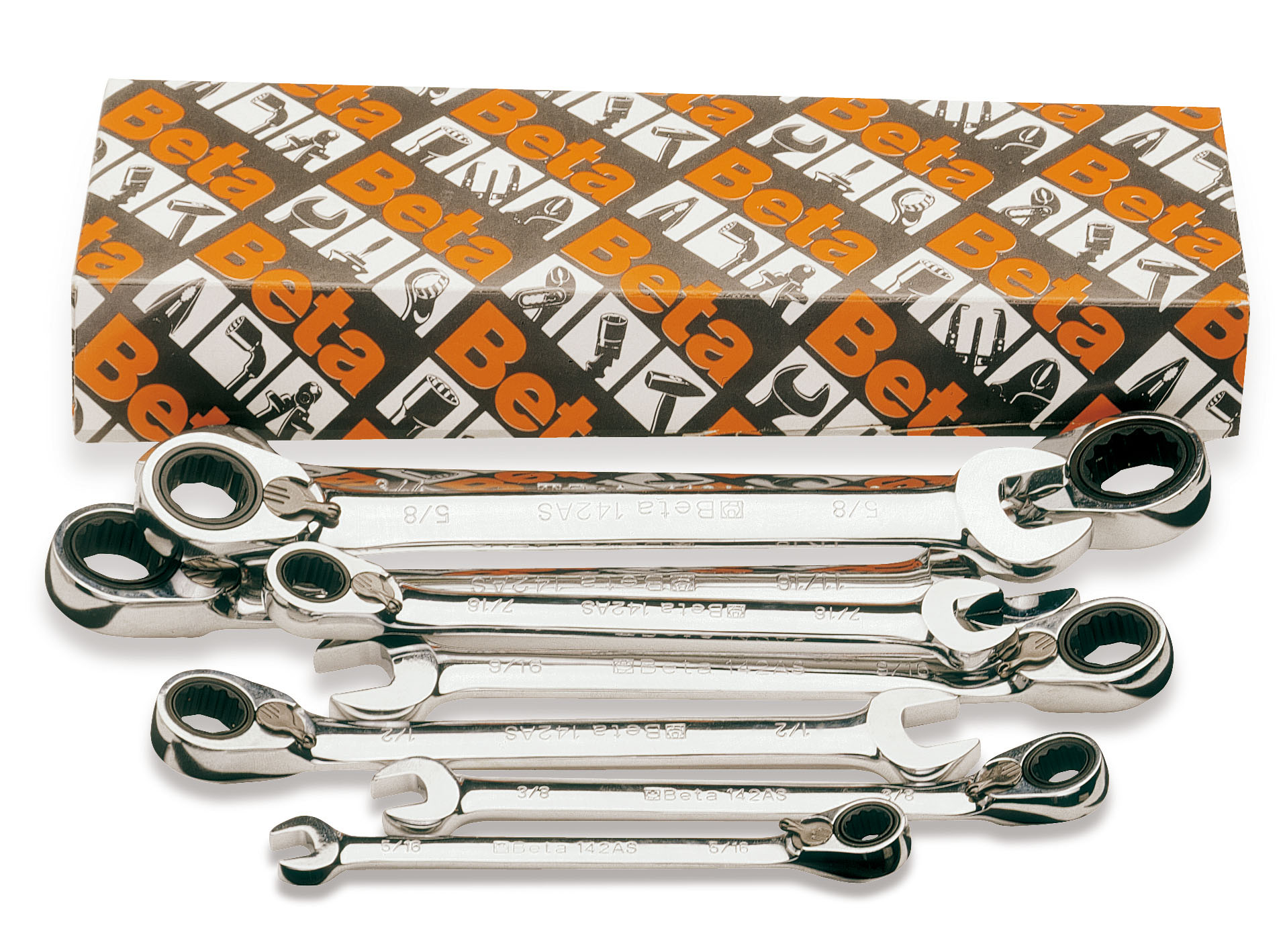 Beta 142 Series Set of 8 12-Point Reversible Ratcheting Combinat
