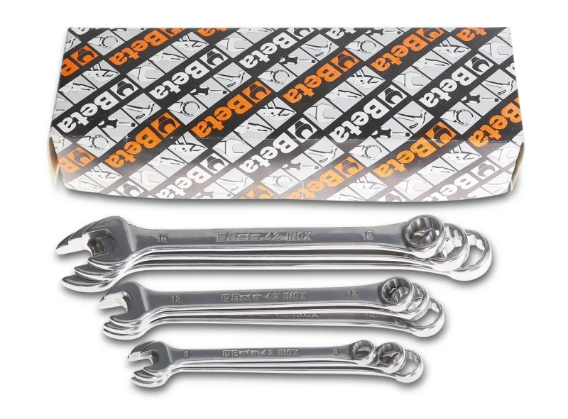 Beta 42INOX Stainless Steel, Set of 9 SAE 1/4"-3/4", 15? Offset