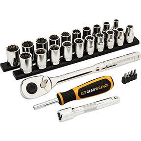27 Piece 1/2" Drive 12 Point SAE/MM Mechanics Hand...