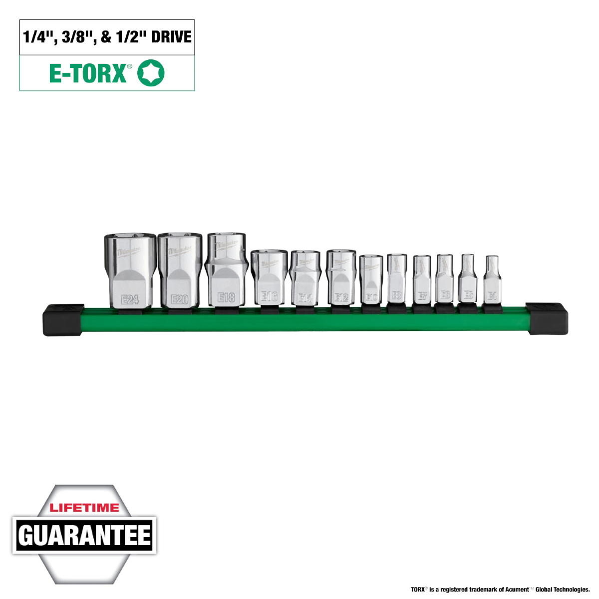 Milwaukee Tool 12pc 1/4 inch, 3/8 inch, and 1/2 in...