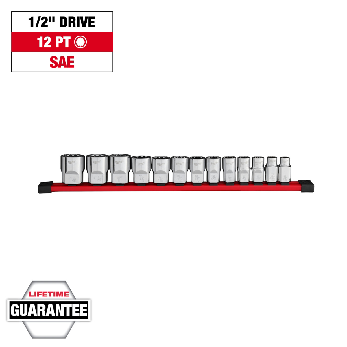 Milwaukee Tool 13pc 1/2 inch Drive 12-Point SAE So...