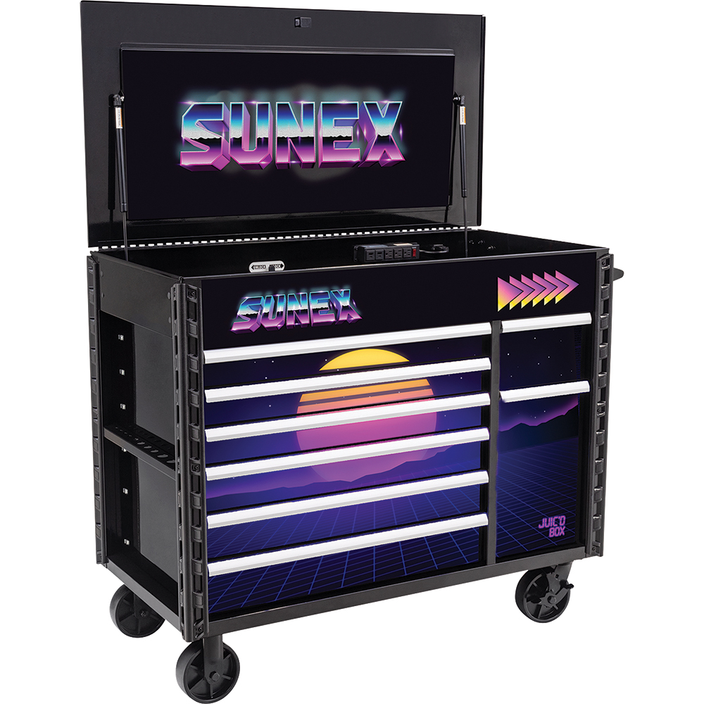 Juic'd BOX 50 Inch 7 Drawer Powered Cart with Synt...