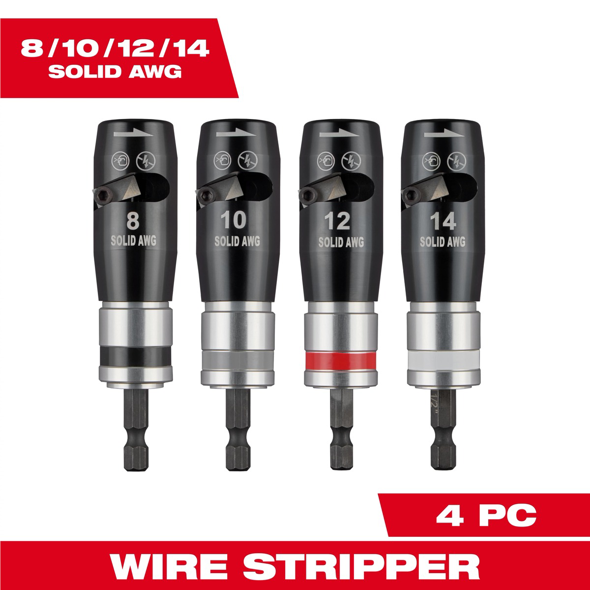 Milwaukee Tool 4 Piece Solid Wire Stripper Set...