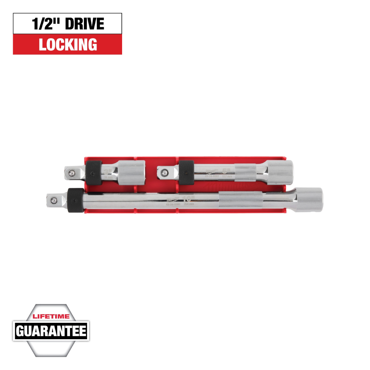 Milwaukee Tool 3pc 1/2 Inch Drive Locking Extensio...