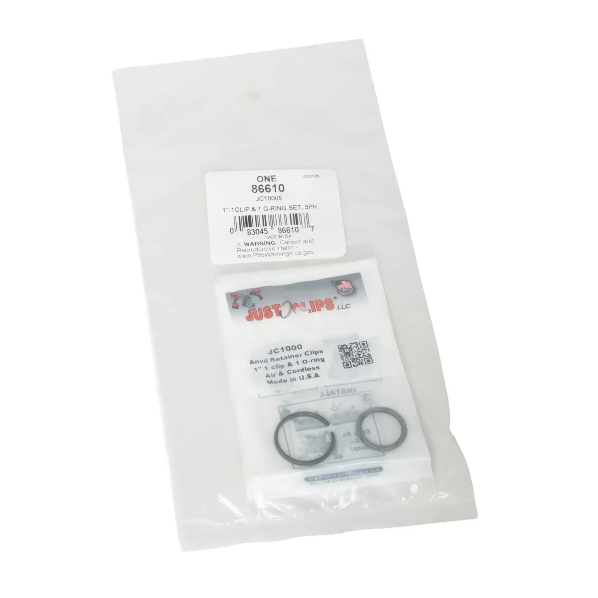 JC10005 1-inch 1 Clip & 1 O-Ring Set, 5 Pack