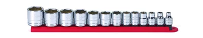 SKT SET 3/8" DR 6PT STD 13 PC CLIP RAIL