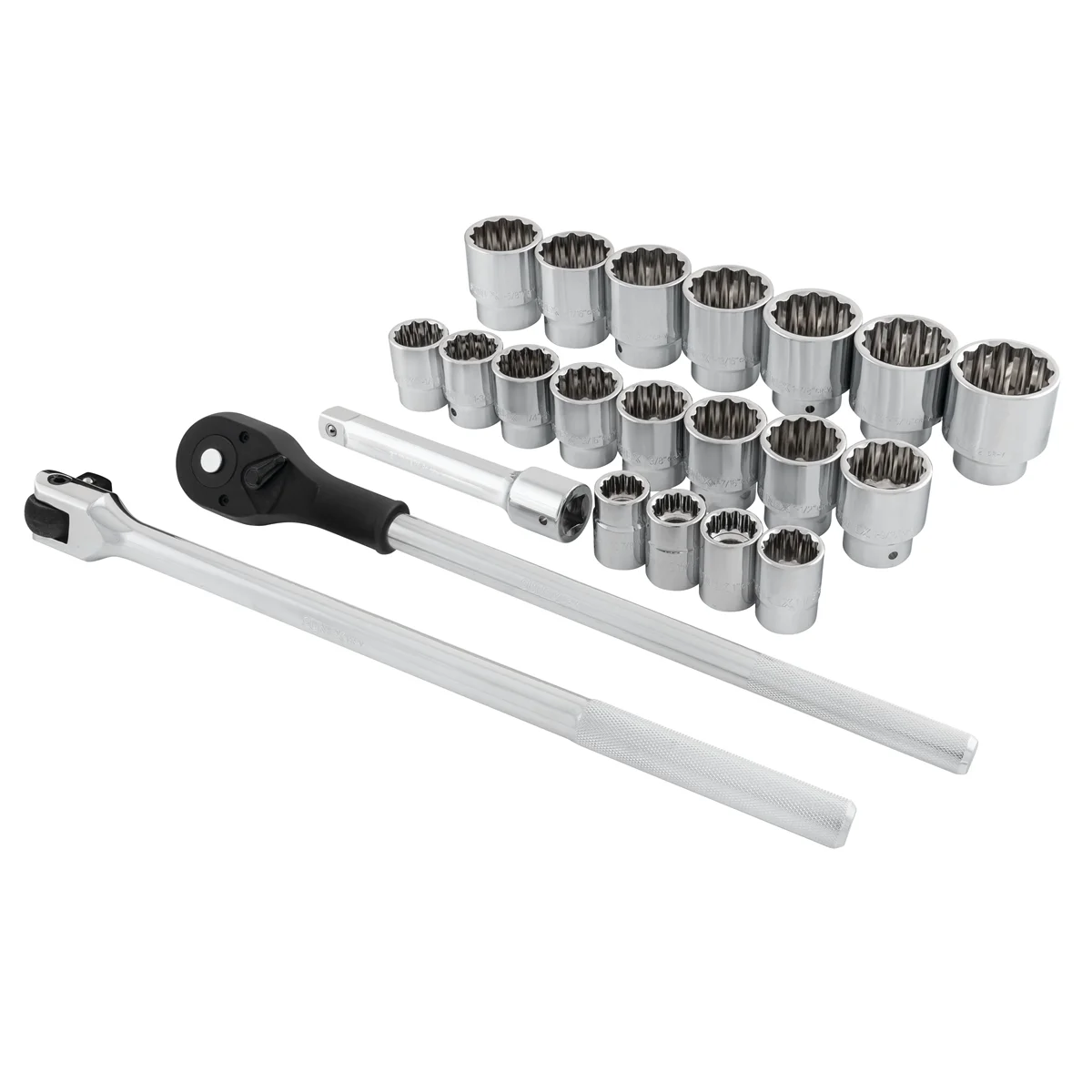 3/4 Inch 22 Piece Chrome Socket and Ratchet Set