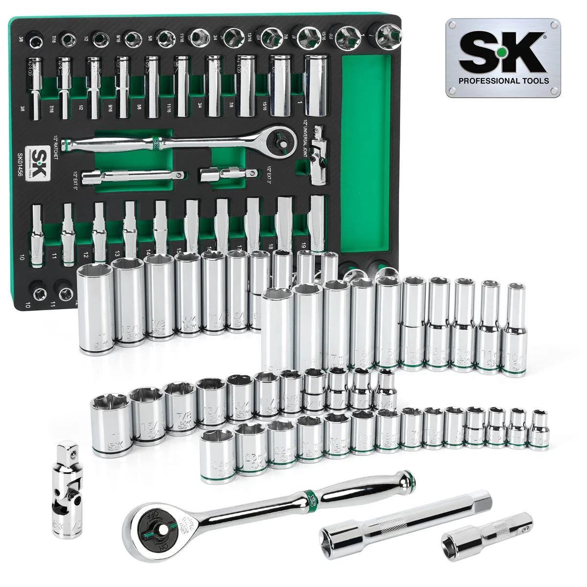 (image for) 1/2" Drive, 49 Piece, 6 Point, Shallow & Deep, SAE...
