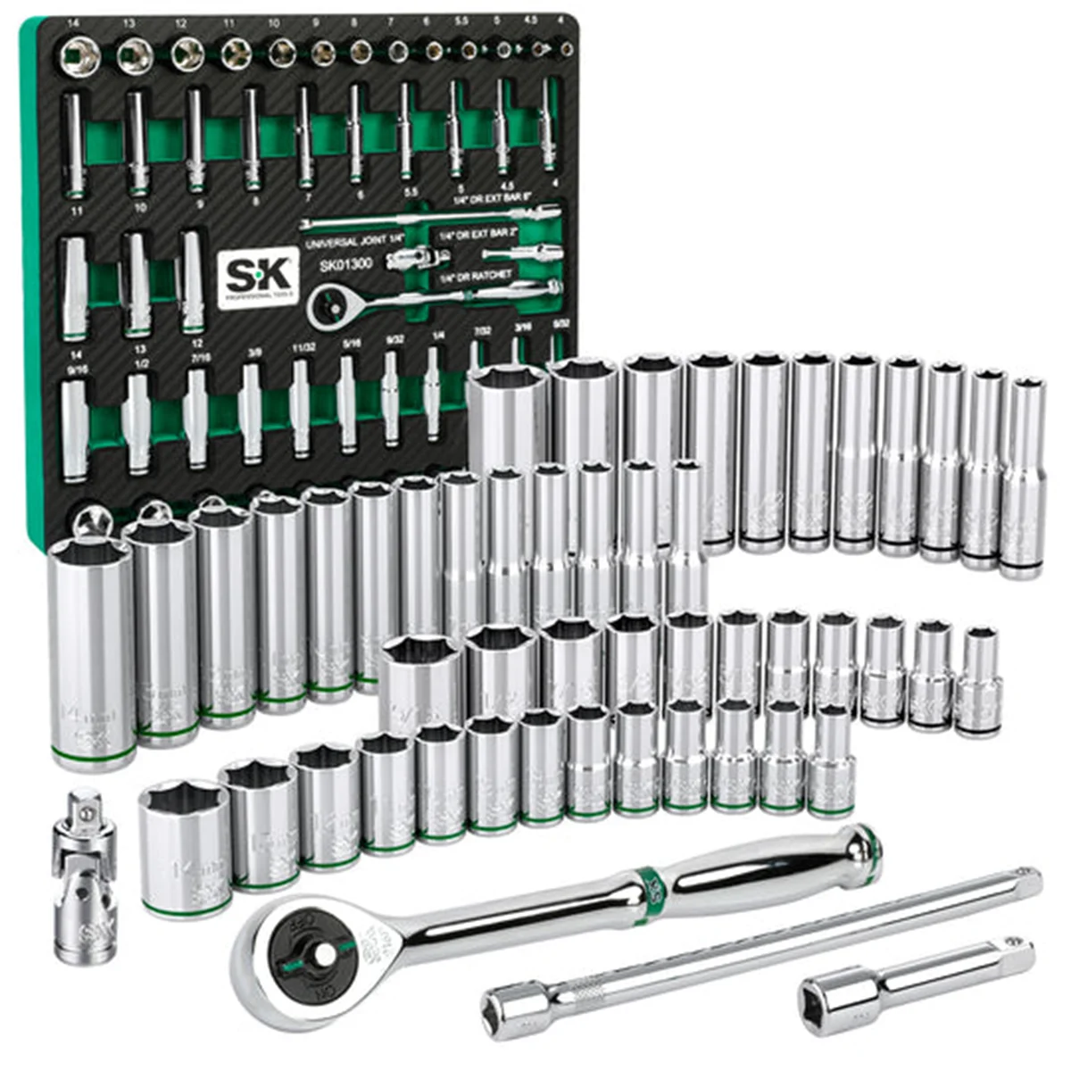 (image for) 1/4" Drive, 52 Piece, 6 Point, Shallow & Deep, SAE...