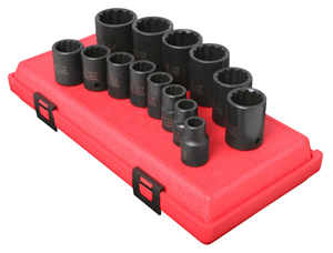 1/2 In Dr 12-Pt Standard Impact Socket Set - 14 Pc