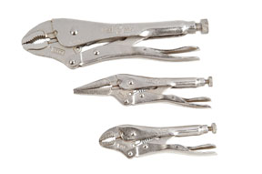 3 Pc Original Locking Pliers Set in Kit Bag 5WR, 6LN, 10WR