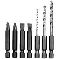 Phillips, Slotted & Hex Shank Industrial Power Bit Set, 7 Piece