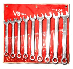 Long Pattern 12-Pt Combination Wrench Set - 9 Pc Metric