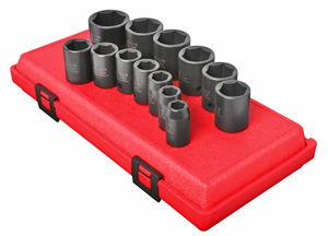 1/2 In Dr Impact Socket Set 6 Pt Std SAE - 13-Pc