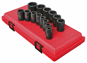 1/2 Inch Drive 6 Pt Std Metric Impact Socket Set - 14-Pc