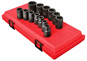 1/2 In Dr 12-Pt Std Metric Impact Socket Set - 13-Pc