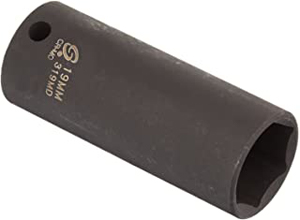 3/8 In Dr Impact Socket, 6 Pt, Deep, 19mm