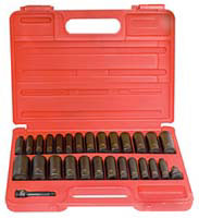 3/8 In Dr Impact Socket Set - Deep Metric SAE - 28-Pc