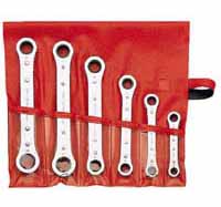 12-Pt Inch Ratchet Ring Wrench Roll Set - 6-Pc