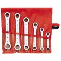 (image for) 12-Pt Inch Ratchet Ring Wrench Roll Set - 6-Pc
