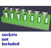 3/8 In Drive Metric Socket Organizer w/ Magnetic Base - Neon Gre