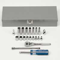 Socket Set - 1/4In Dr 6 Pt Metric - 21 Pc