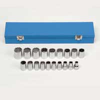 Socket Set - 1/2In Dr 12 Pt Metric - 19 Pc
