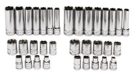 1/4 In Dr SAE/Metric 6 Pt Socket Set - 34 Pc