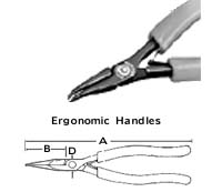 ERGO Snipe Nose Pliers - Curved Head - Smooth Jaw