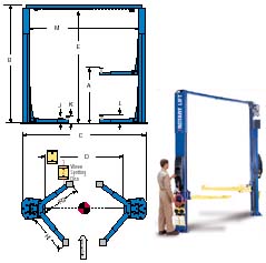 Two-Post Symmetrical Lift - 15,000 Lb Capacity