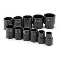 1/2 In Dr 12-Pt Std SAE Impact Socket Set - 11-Pc