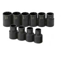 1/2 In Dr 12-Pt Std Metric Impact Socket Set - 10-Pc