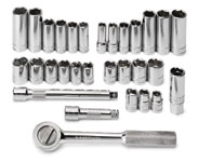 3/8 In Dr 6 Pt SAE / Metric Deep/Std Socket Set - 30 Pc