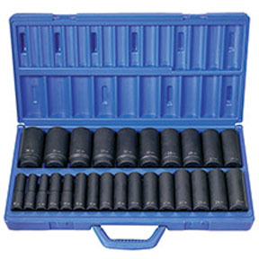 1/2 In Dr 6-Pt Metric Deep Length Impact Socket Set - 26-Pc