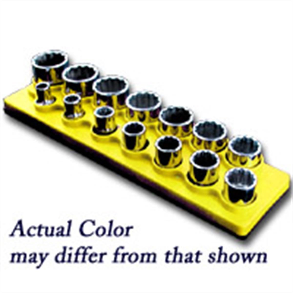 Magnetic 1/2 Inch Socket Organizer - 14 Slot Neon Yellow