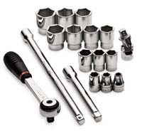 Facom 3/8 In Dr 6 Pt Std Fractional Socket Set - 17-Pc
