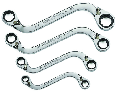 S-Shape Fractional SAE Reversible GearWrench Set 4 Pc