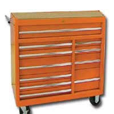 42 In 11 Drawer Cabinet w/ Roller Bearing Slides - Orange