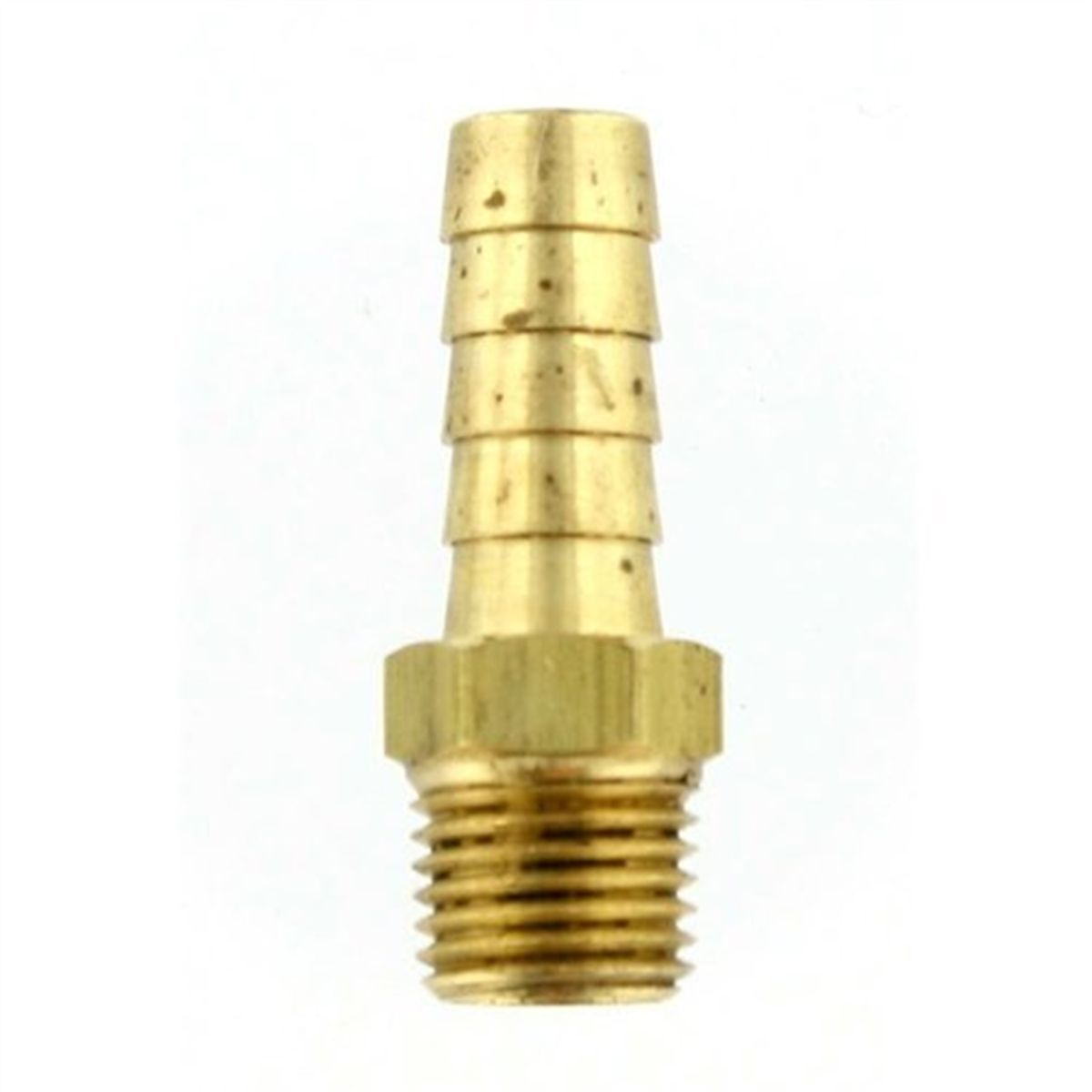 Solid Brass Male Hose Barb Fitting - 1/4 In NPT - 3/8 In Hose ID