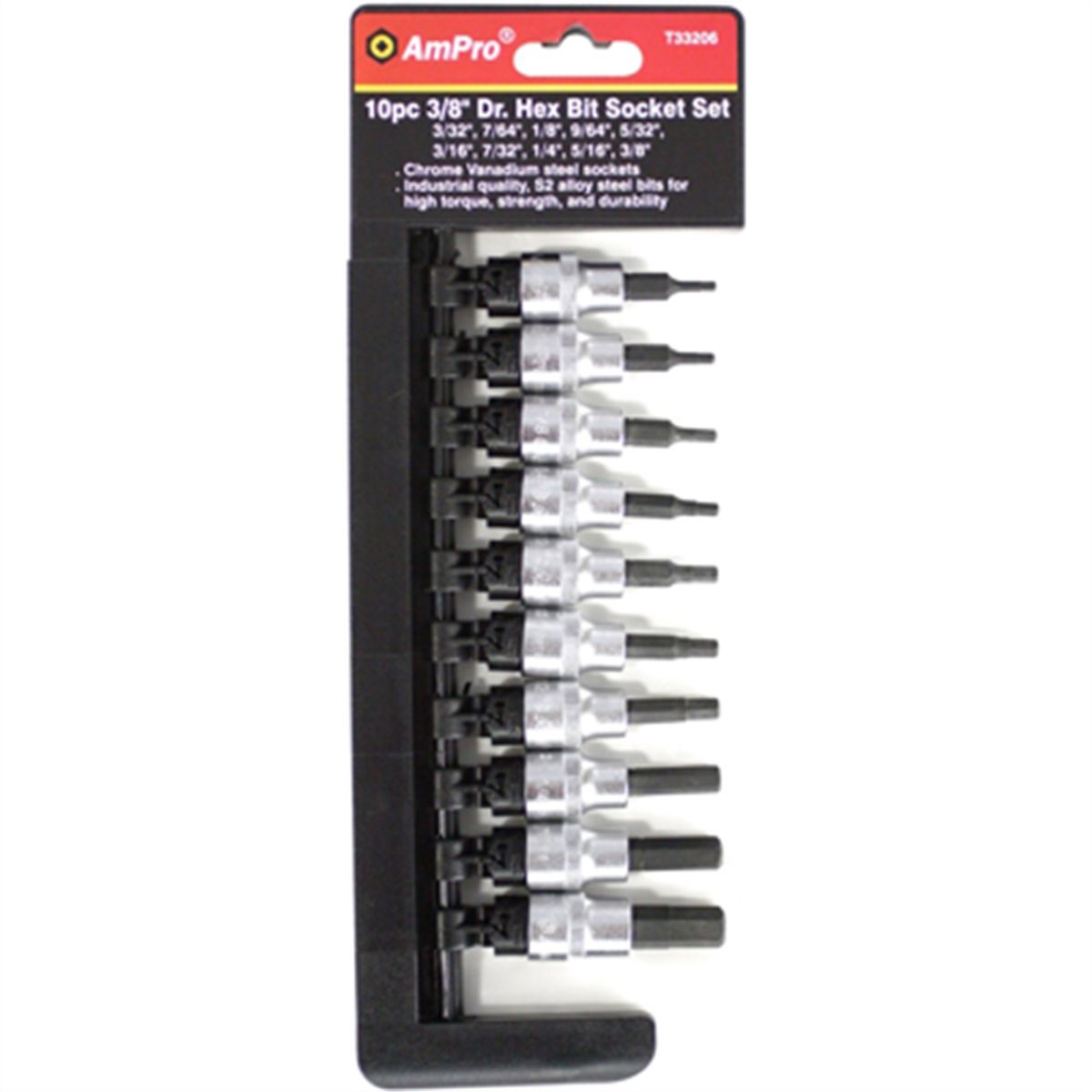 10 Pc 3/8" Dr Hex Bit Socket