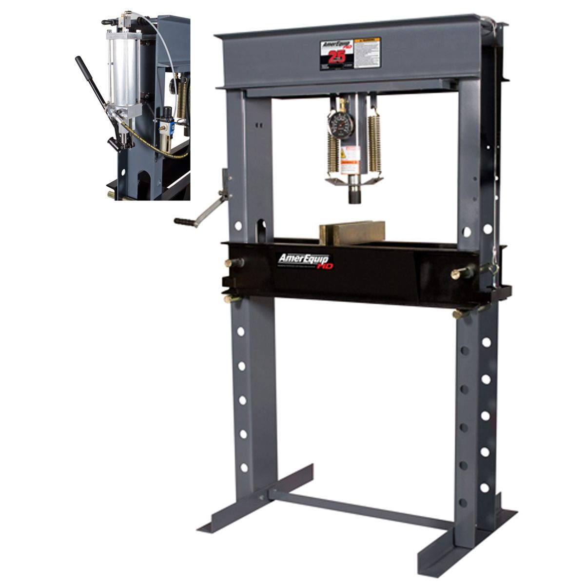 25 Ton Manual Pump Shop Press with Air Assist