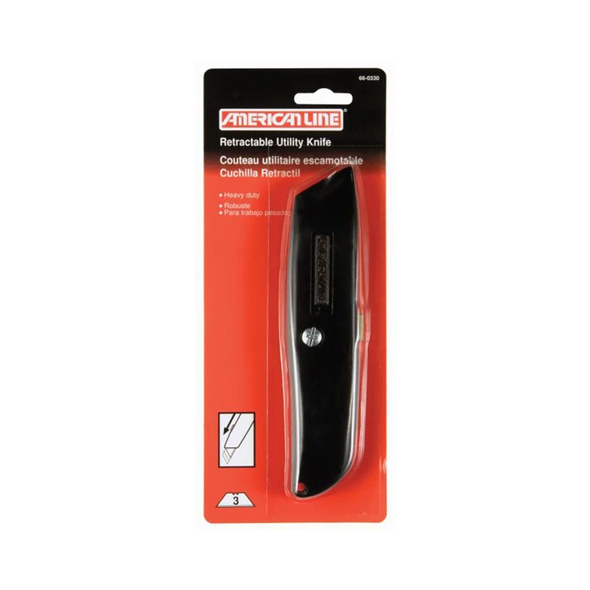 (image for) Metal Retractable Utility Knife w/ 3 Blades