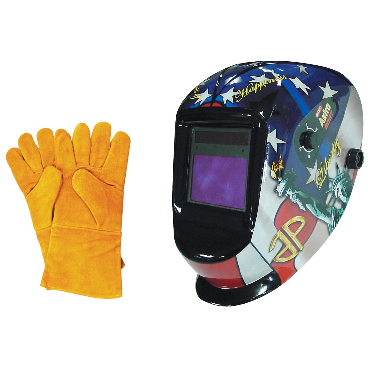 AUTO DARK LVA WELD HELMET USA THEME W GLOVES