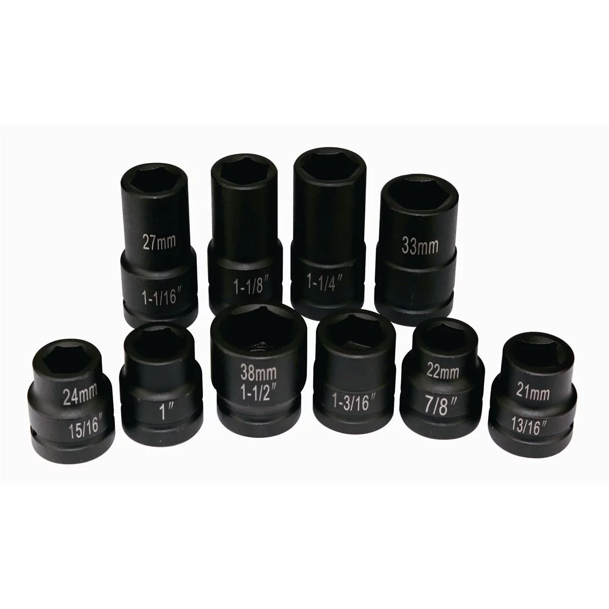 10pc 1" Drive SAE/Metric Truck Service Impact Sock